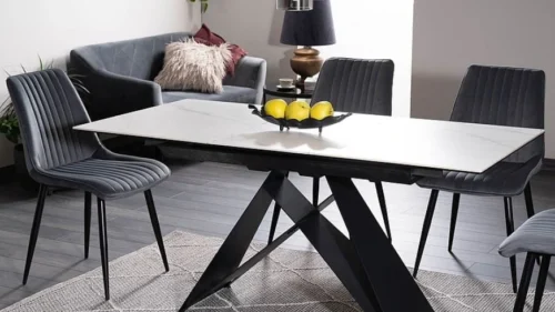 Valgomojo komplektas - Stalas WESTIN SC 120 + kėdės KIM VELVET