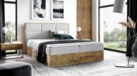 Lova su įmontuotu čiužiniu (continental) Wood 2 (šviesaus ąžuolo spalvos)