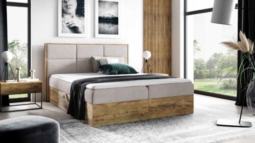 Bed with built-in mattress (continental) Wood 2 (light oak)