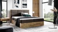 Lova su įmontuotu čiužiniu (continental) Wood 2 (šviesaus ąžuolo spalvos)