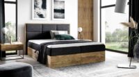 Lova su įmontuotu čiužiniu (continental) Wood 2 (šviesaus ąžuolo spalvos)