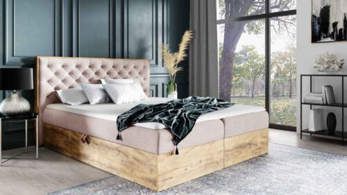 Bed with built-in mattress (continental) Wood 3 (light oak)