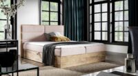 Lova su įmontuotu čiužiniu (continental) Wood 5 (šviesaus ąžuolo spalvos)
