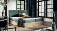 Lova su įmontuotu čiužiniu (continental) Wood 5 (šviesaus ąžuolo spalvos)