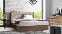 Lova su įmontuotu čiužiniu (continental) Wood 7 (tamsaus ąžuolo spalvos)