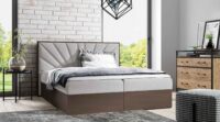 Lova su įmontuotu čiužiniu (continental) Wood 7 (tamsaus ąžuolo spalvos)