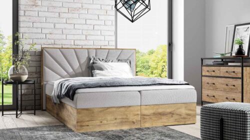 Lova su įmontuotu čiužiniu (continental) Wood 7 (šviesaus ąžuolo spalvos)