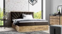Lova su įmontuotu čiužiniu (continental) Wood 7 (šviesaus ąžuolo spalvos)