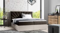Lova su įmontuotu čiužiniu (continental) Wood 7 (šiaurietiško tikmedžio spalvos)