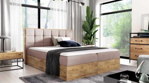 Bed with built-in mattress (continental) Wood 1 (light oak)