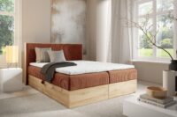 Lova su įmontuotu čiužiniu (continental) Wood 11 (šviesaus ąžuolo spalvos)