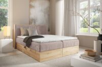 Lova su įmontuotu čiužiniu (continental) Wood 11 (šviesaus ąžuolo spalvos)