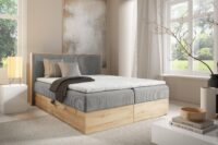 Lova su įmontuotu čiužiniu (continental) Wood 11 (šviesaus ąžuolo spalvos)