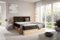 Lova su įmontuotu čiužiniu (continental) Wood 12 (šviesaus ąžuolo spalvos)