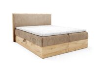 Lova su įmontuotu čiužiniu (continental) Wood 11 (šviesaus ąžuolo spalvos)